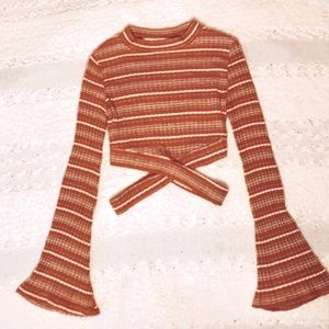 Striped long sleeve crop top
